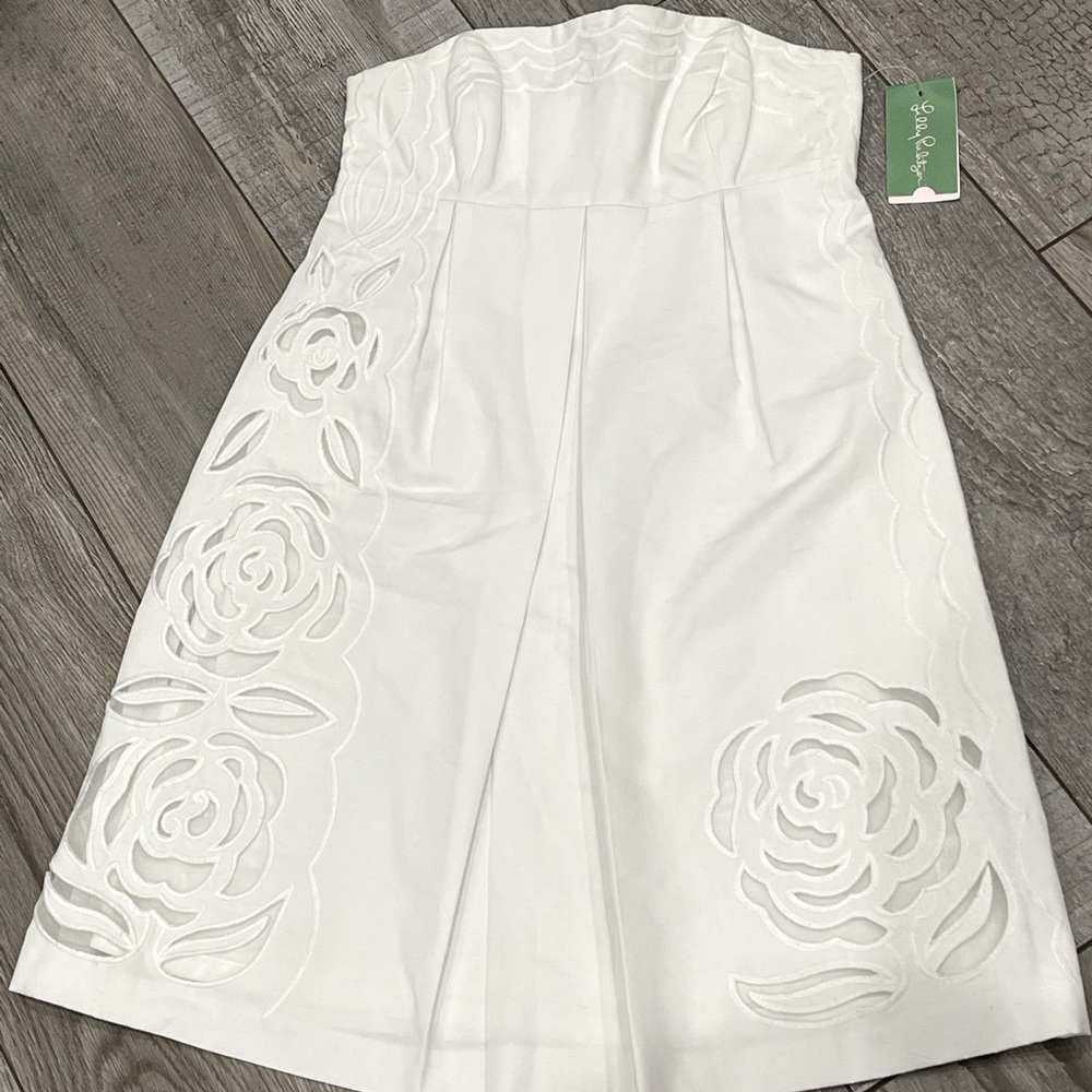 NEW vintage 🌴LILY PULITZER 🌴Strapless  Betsy Dress-Classic White-Size-0
